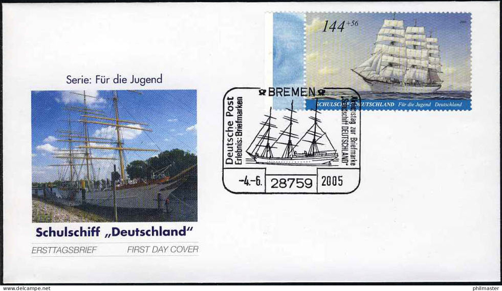 2468 Jugend Großsegler 144+56 C Deutschland FDC Bremen Aktionstag - Covers & Documents