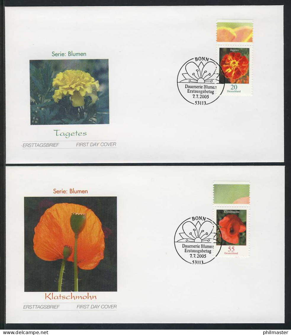 2471-2472A Blumen 0,20 Und 0,55 Euro Auf 2 FDC ESSt Bonn - Briefe U. Dokumente