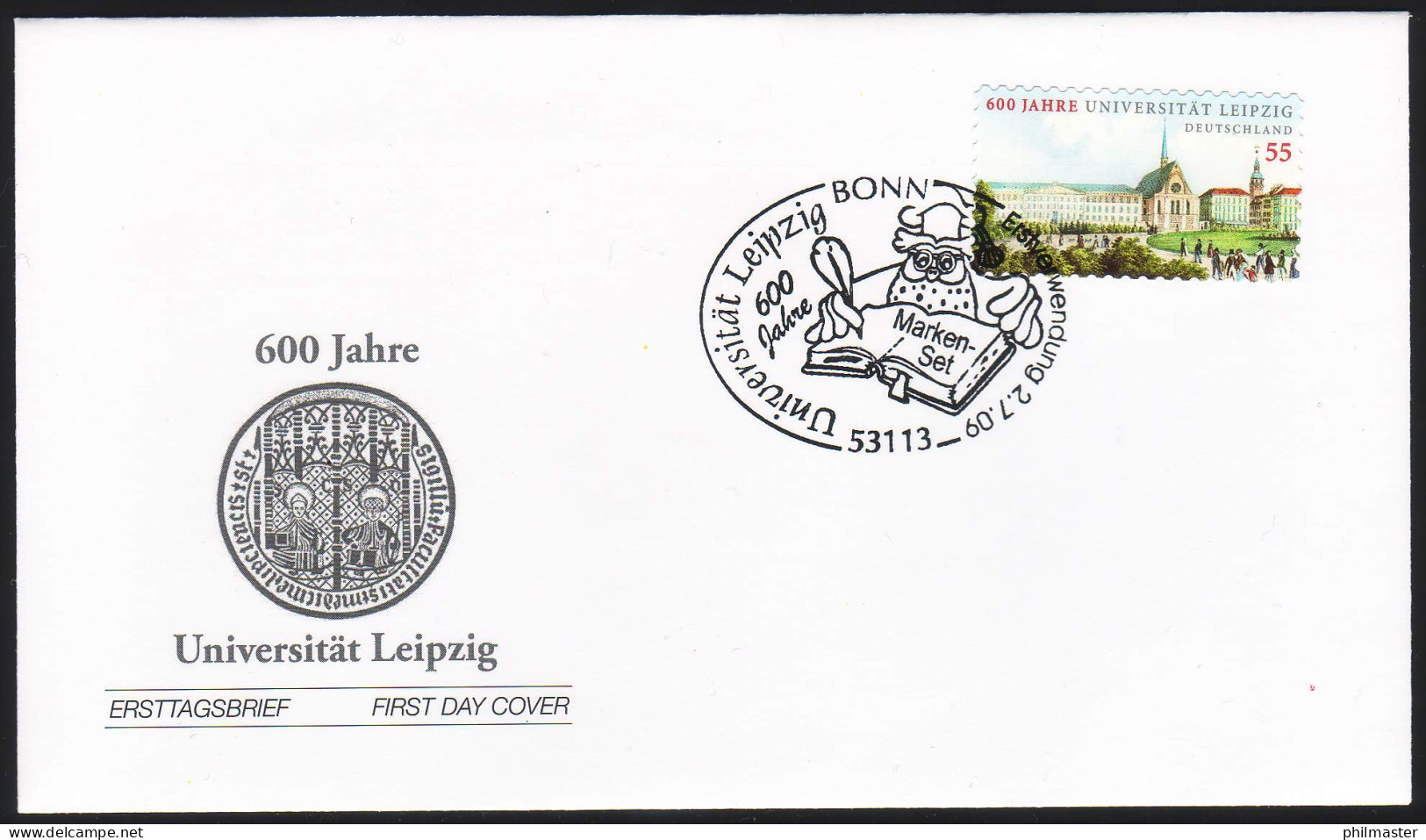 2747 Uni Leipzig - Selbstklebend Aus Folienblatt, FDC EV-O Bonn - Cartas & Documentos