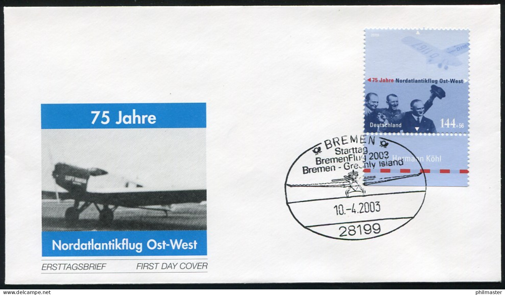 2331 Briefmarke 2003 Nordatlantikflug Auf FDC Bremen - Cartas & Documentos