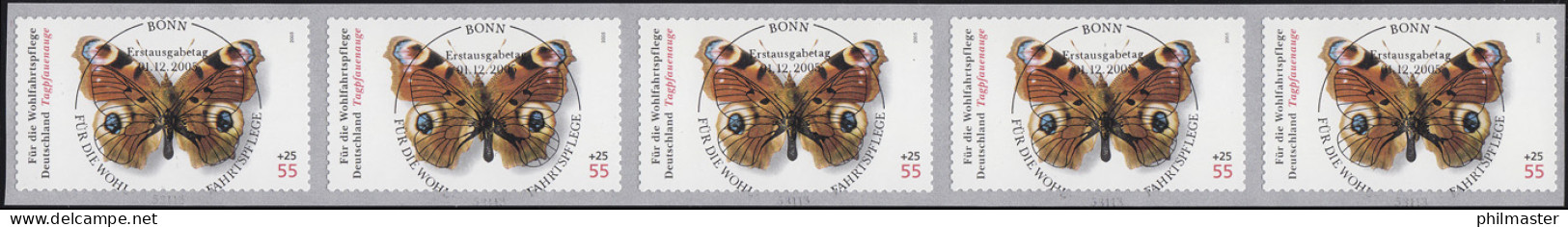 2504 Schmetterling, 5er-Streifen Mit GERADER Nummer, ESSt Bonn - Francobolli In Bobina