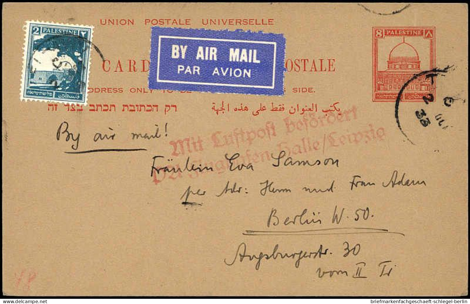 Palästina, 1933, Brief - Palestine
