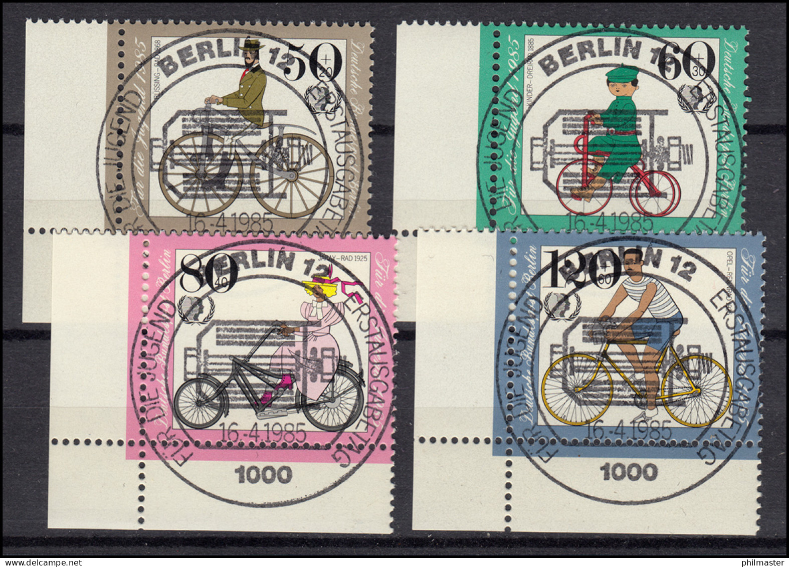 735-738 Historische Fahrräder - ER-Satz Unten Links Mit Vollstempel ESSt BERLIN - Used Stamps