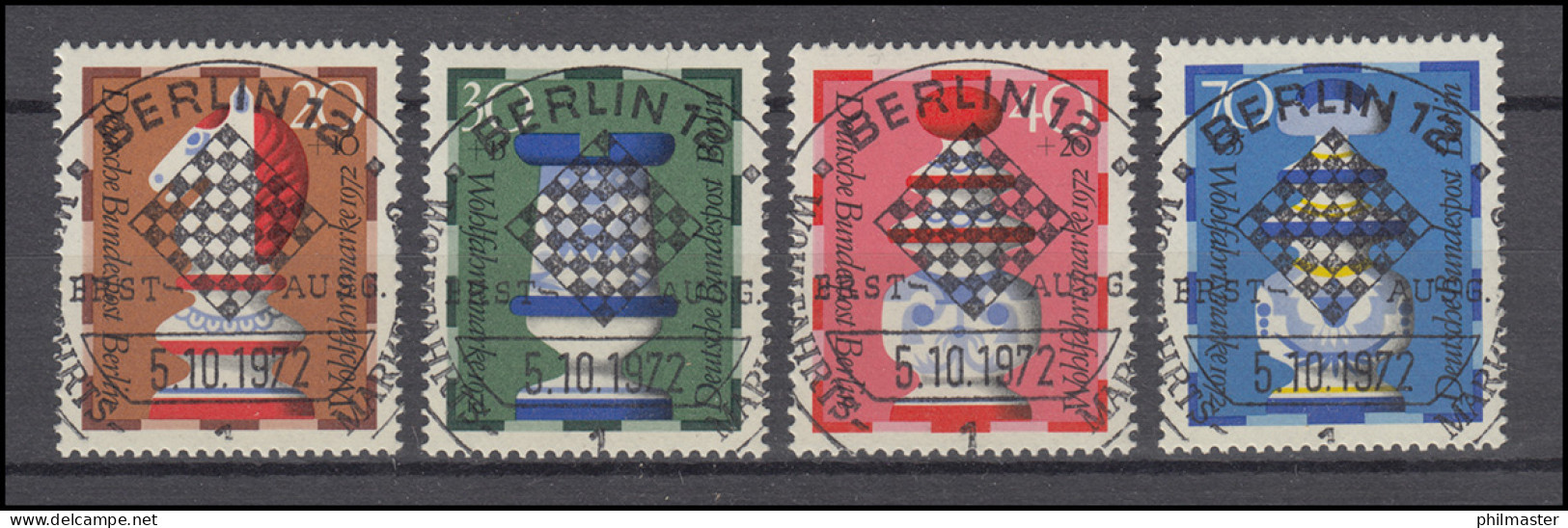 435-438 Wofa Schachfiguren 1972 - Satz Mit Vollstempel ESSt BERLIN 5.10.72 - Usados