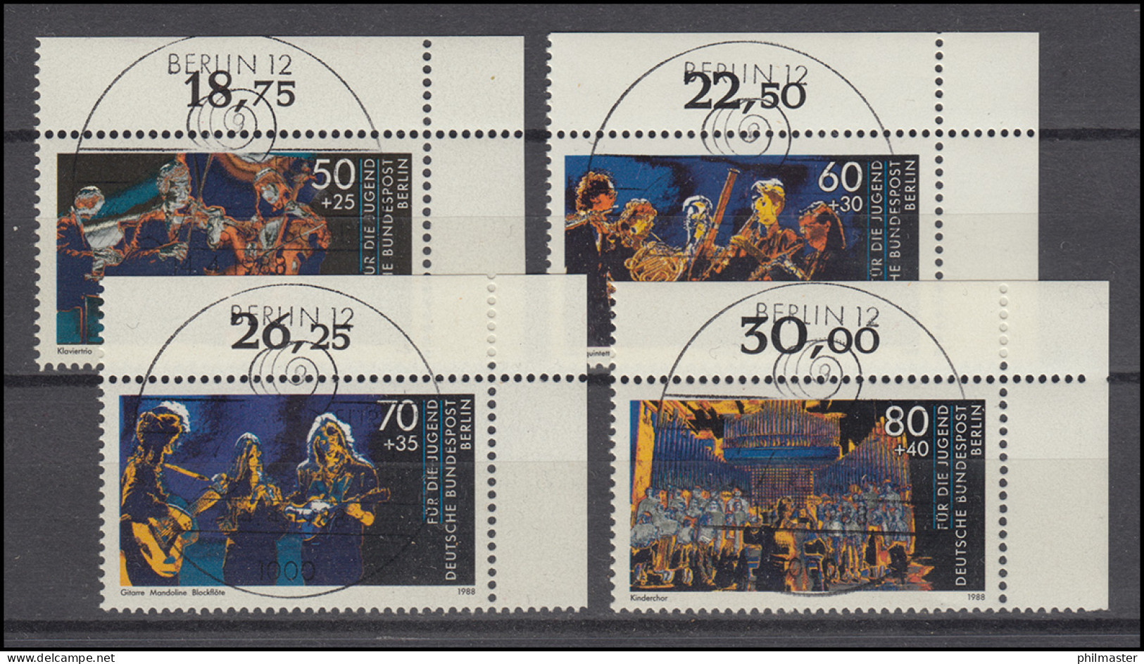 807-810 Jugend Musiziert 1988 - ER-Satz Oben Rechts Mit Voll-O ESSt BERLIN - Used Stamps