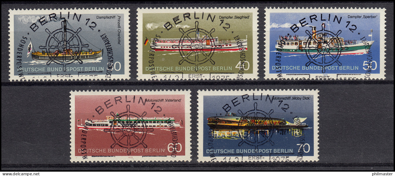483-487 Personenschifffahrt 1975 - Satz Mit Vollstempel ESSt BERLIN - Oblitérés