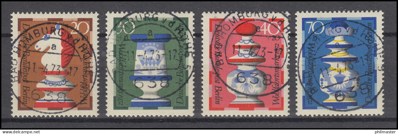 435-438 Wofa Schachfiguren 1972 - Satz Mit Vollstempel HOMBURG 11.4.1973 - Usati