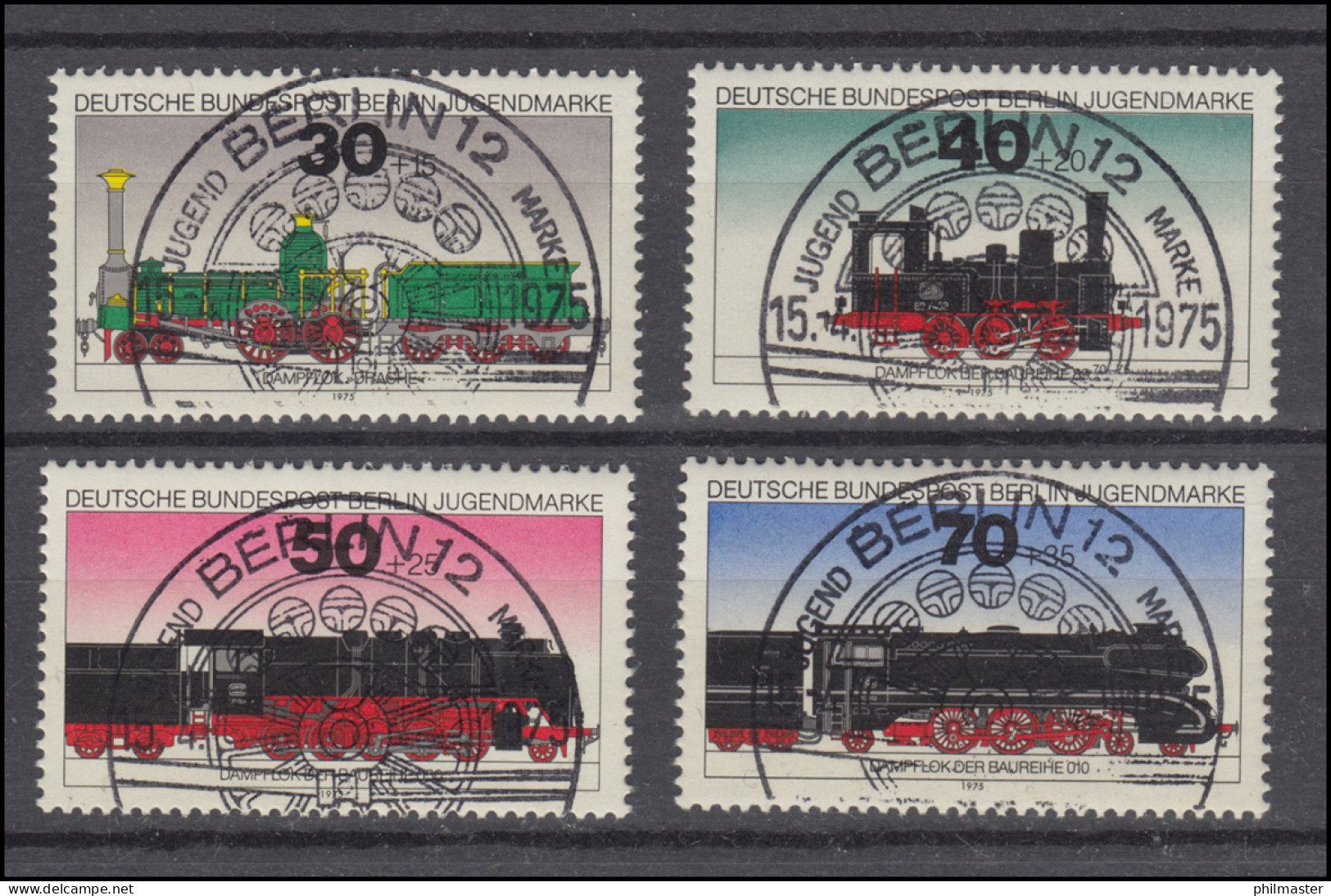 488-491 Jugend Lokomotiven Eisenbahn - Satz Mit Vollstempel ESSt BERLIN 1975 - Oblitérés