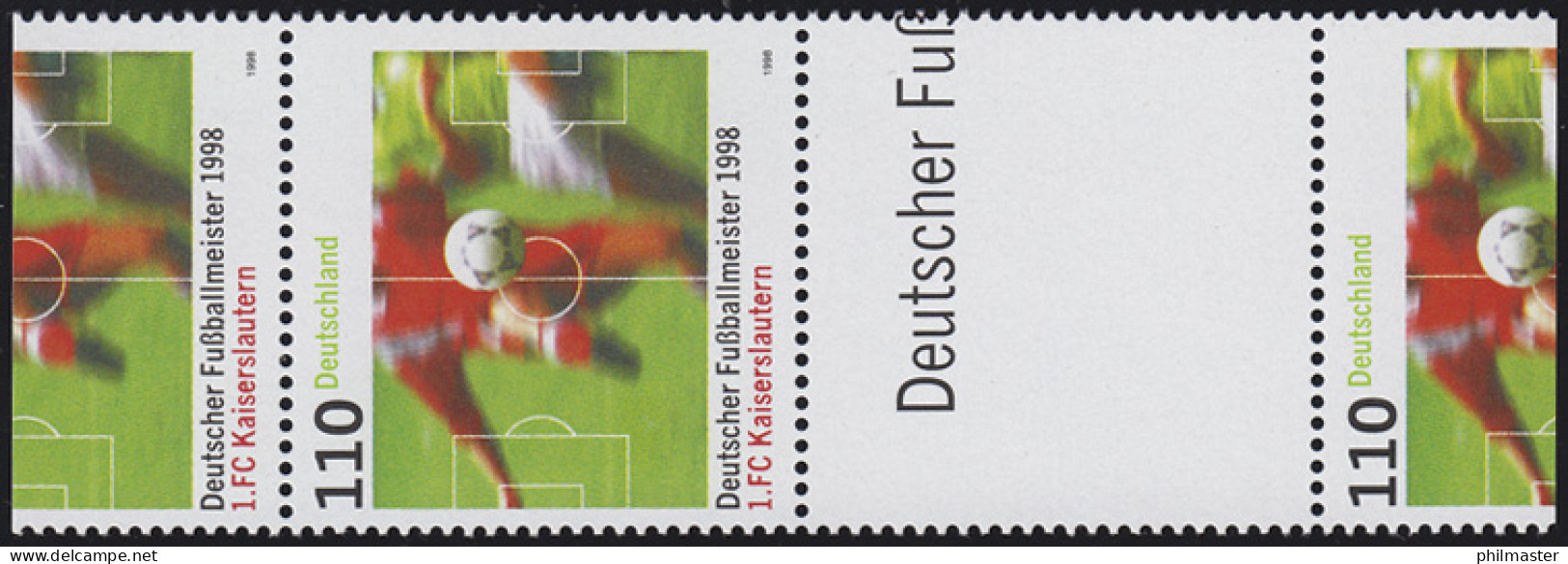 2010ZS Fußballmeister FC Kaiseralautern 1998 -  Marke Mit Zwischensteg ** - Abarten Und Kuriositäten