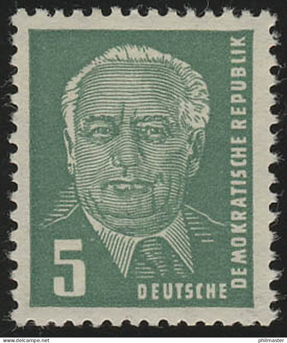 322zb XII Wilhelm Pieck 5 Pf Wz.2 XII ** Geprüft - Unused Stamps