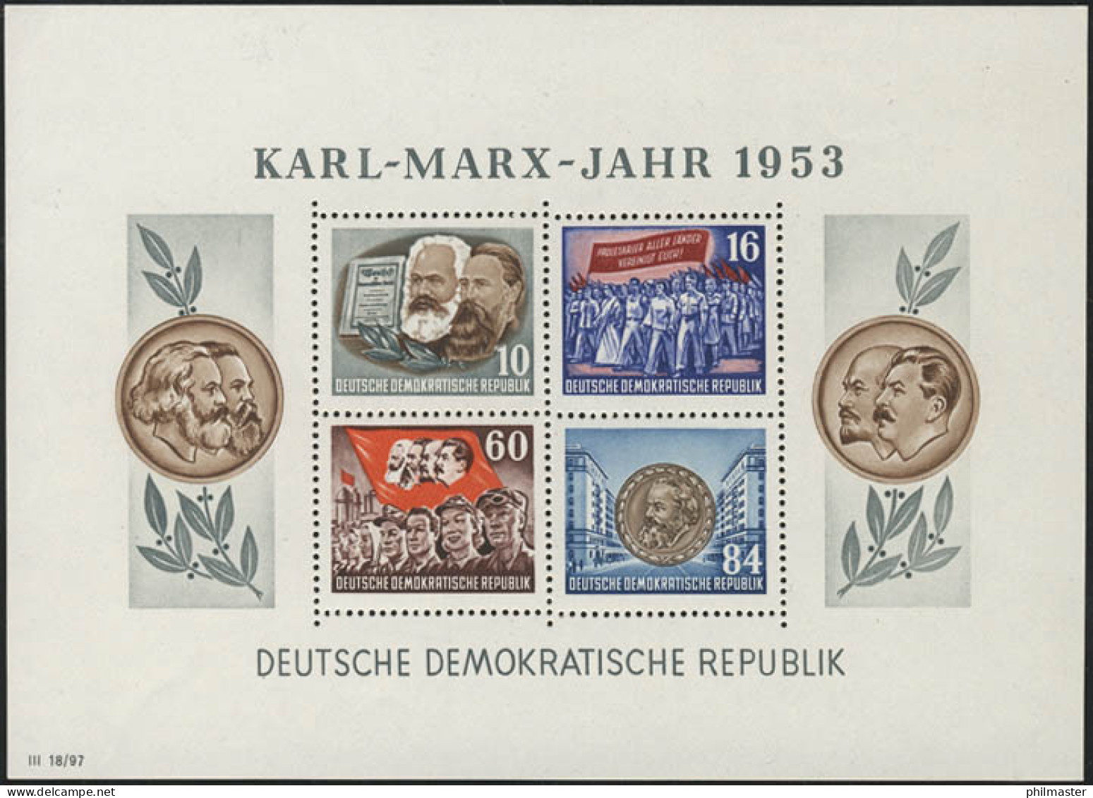 Block 9A YI Karl Marx 1953 Gezähnt, Postfrisch - Neufs