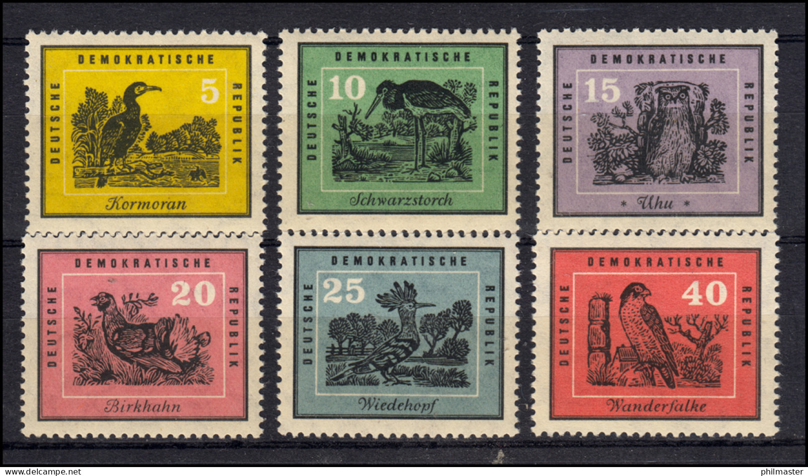 698-703 Heimische Vögel 1959 - Satz **, Sperrwert 700 Geprüft Schönherr BPP - Unused Stamps