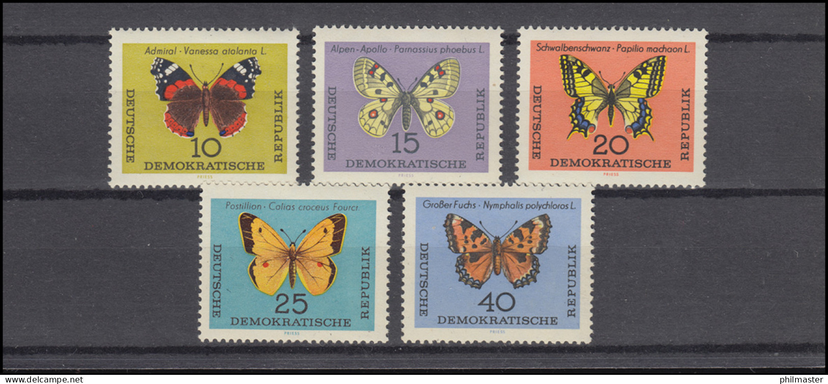 1004-1008 Schmetterlinge 1964 - Satz **, Sperrwert 1008 Geprüft Schönherr BPP - Unused Stamps