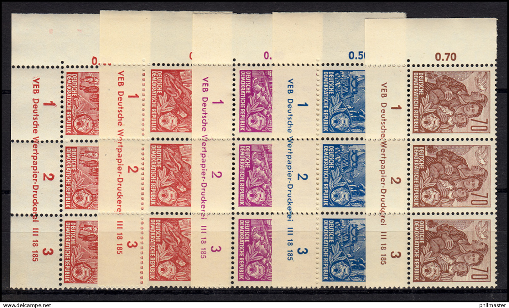 580B Mit 582-585B Fünfjahrplan - Alle Druckvermerk DV (3), Ungefaltet, ** - Unused Stamps
