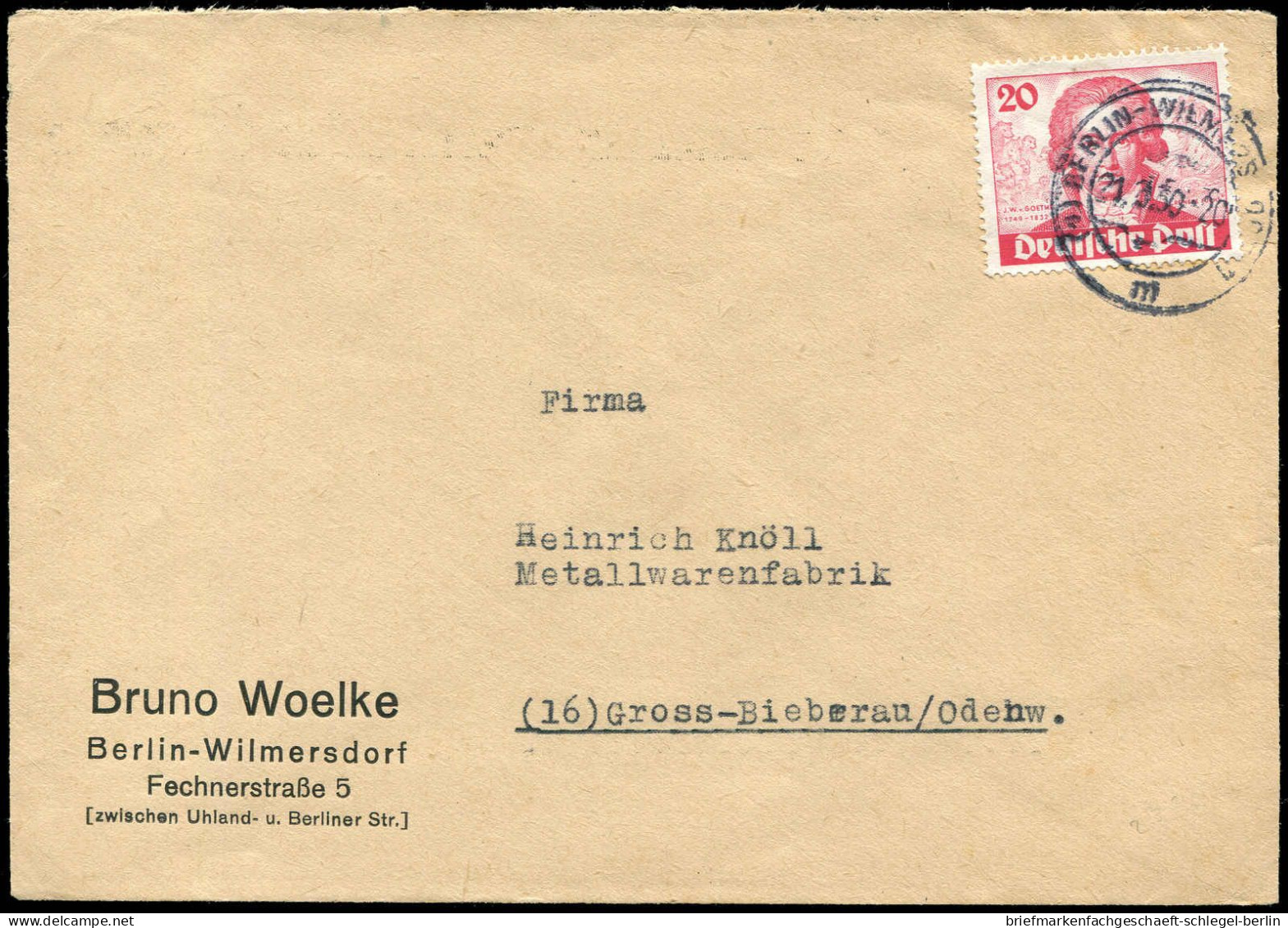 Berlin, 1950, 62, Brief - Other & Unclassified