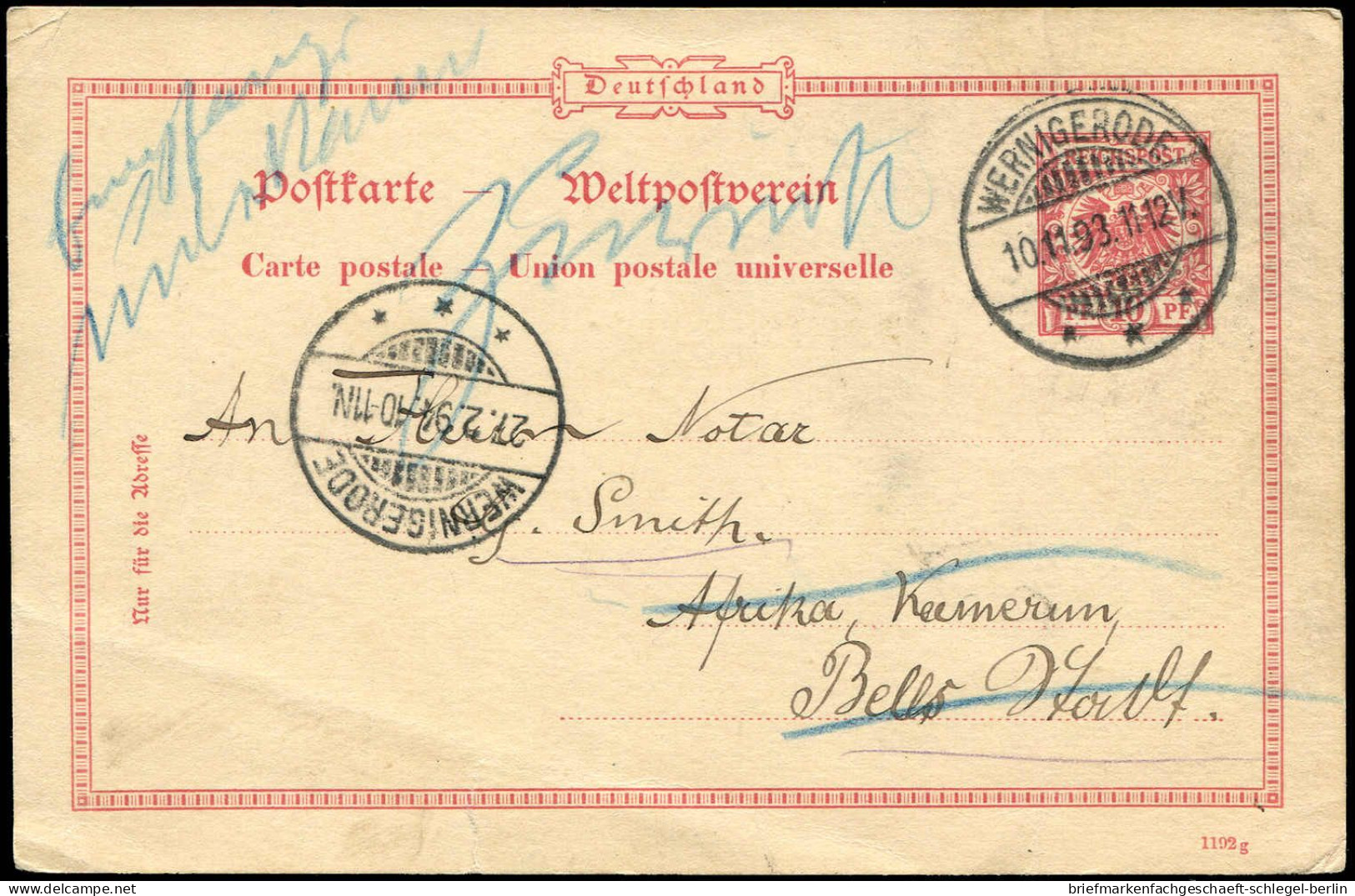 Deutsche Kolonien Kamerun, 1893, Brief - Kameroen