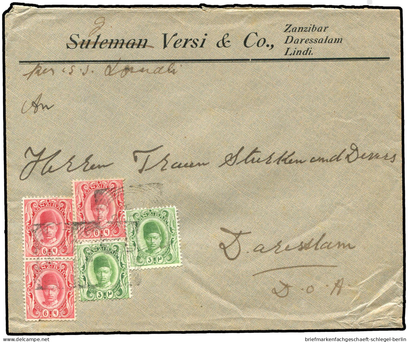 Deutsche Kolonien Ostafrika, 1909, 89, 90, Brief - Duits-Oost-Afrika