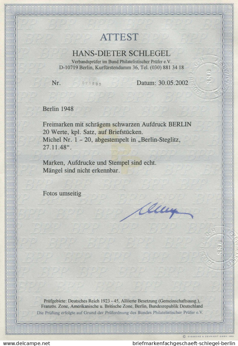 Berlin, 1948, 1-20, Briefstück - Other & Unclassified