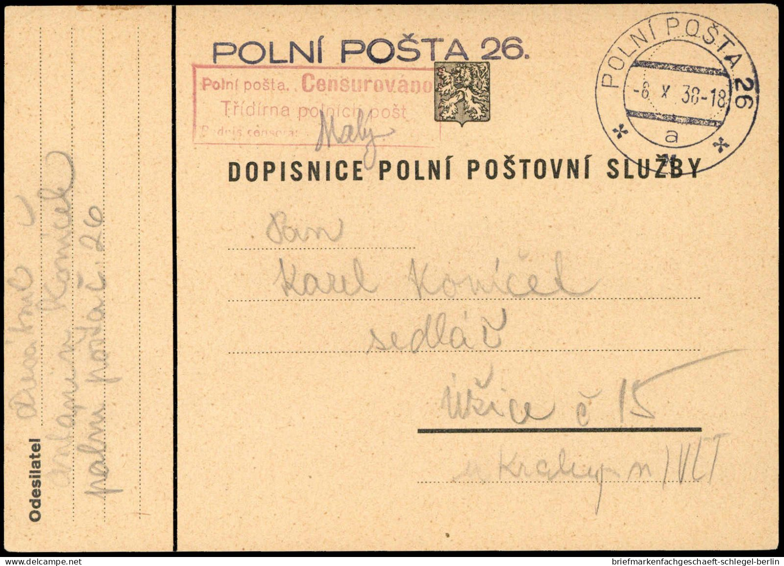 Tschechoslowakei, 1938, Brief - Altri & Non Classificati