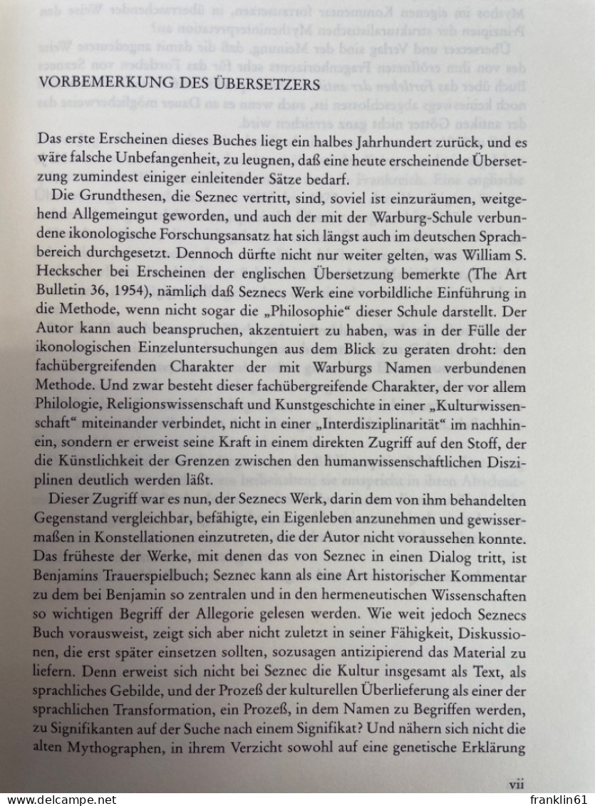 Das Fortleben Der Antiken Götter : Die Mythologische Tradition Im Humanismus Und In Der Kunst Der Renaissance - 4. Neuzeit (1789-1914)