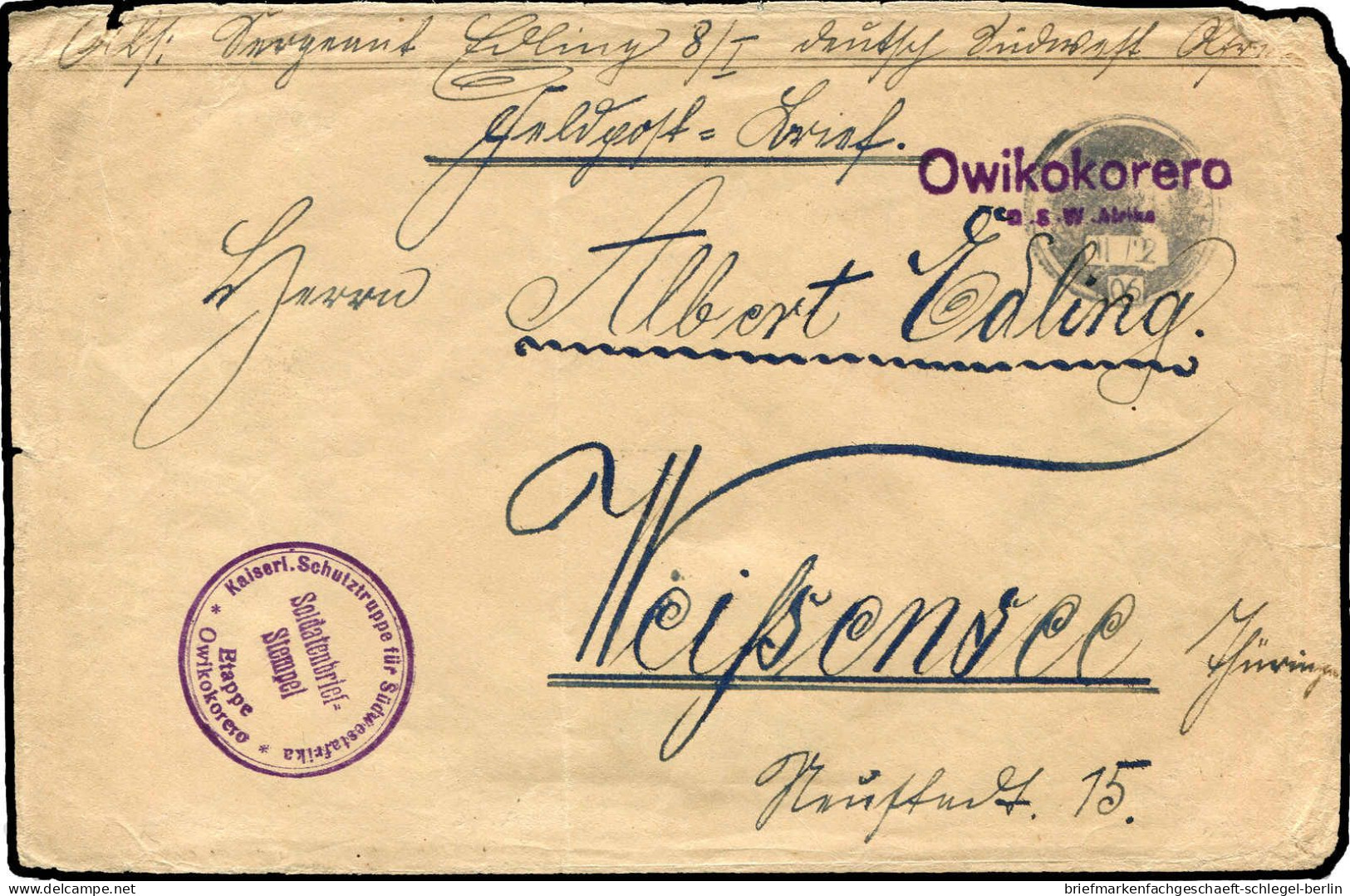 Deutsche Kolonien Südwestafrika, Brief - German South West Africa