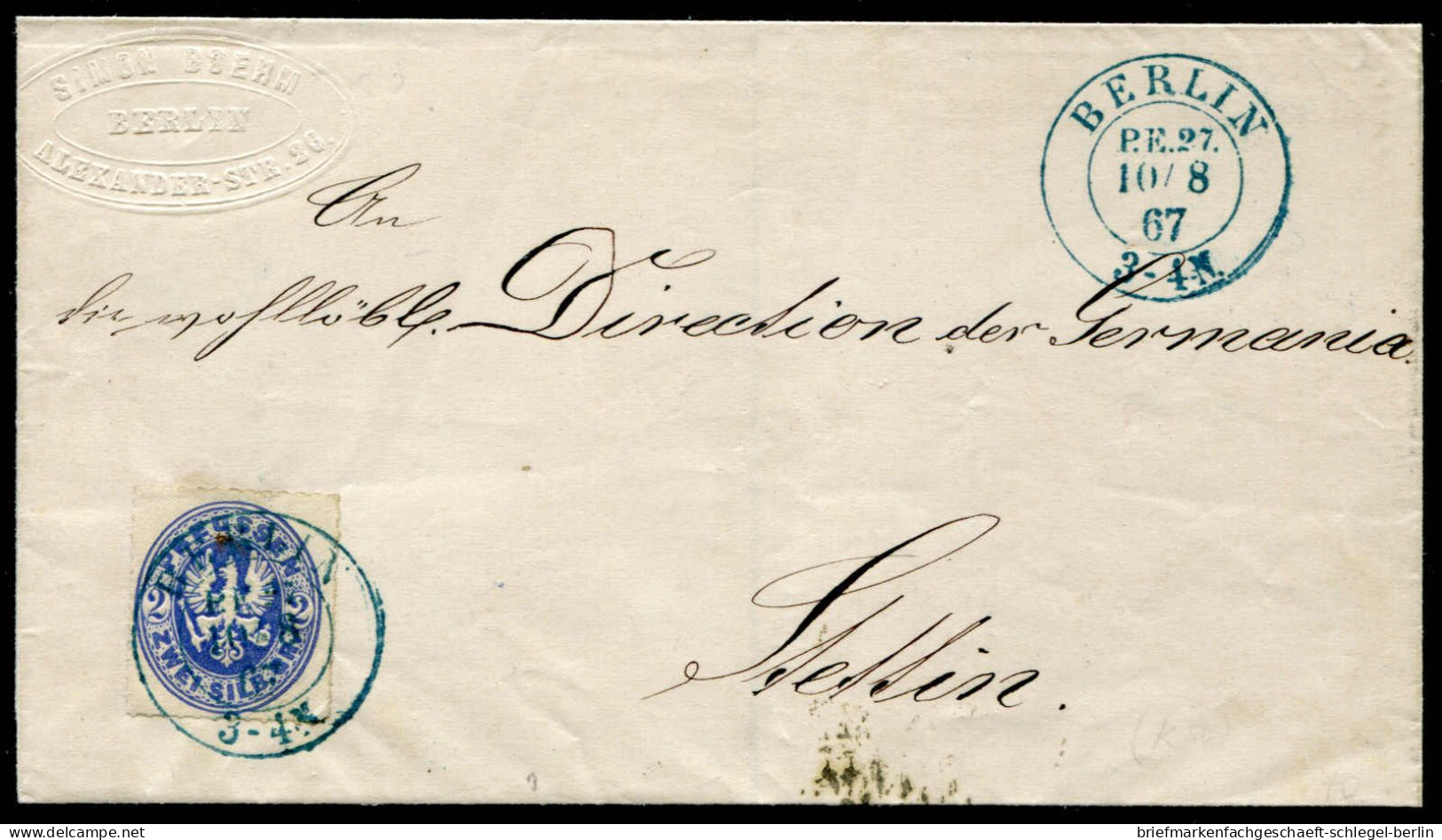 Berliner Postgeschichte, 1867, 17 A, Brief - Altri & Non Classificati