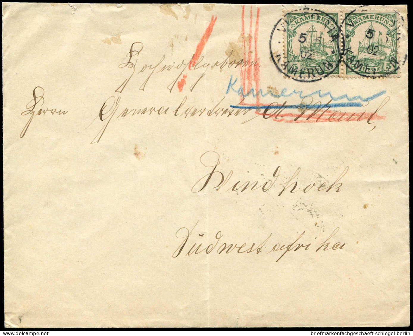 Deutsche Kolonien Kamerun, 1902, 8, Brief - Cameroun