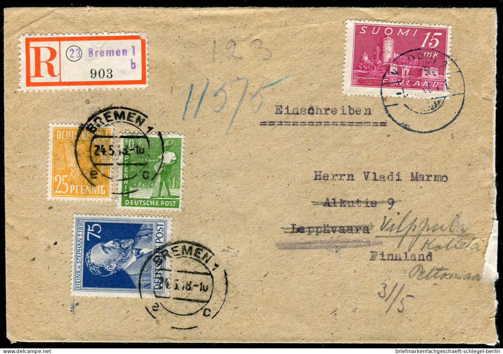Gemeinschaftsausgaben, 1948, 946,952,964, Brief - Sonstige & Ohne Zuordnung