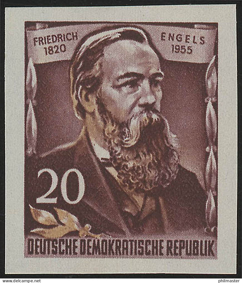488B YII Friedrich Engels 20 Pf Wz.2 YII, UNGEZÄHNT, ** - Ungebraucht