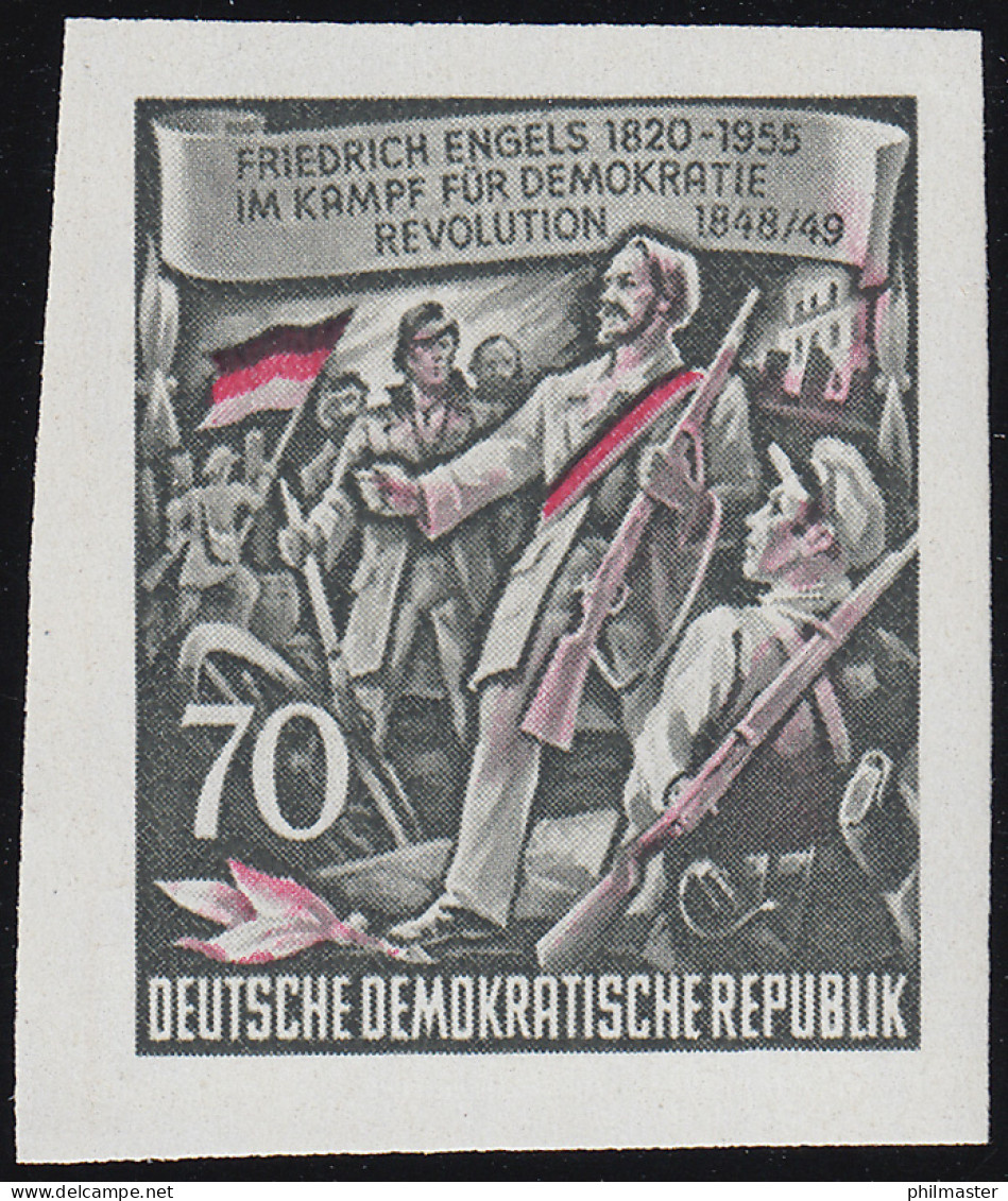 490B YII Friedrich Engels 70 Pf Wz.2 YII, UNGEZÄHNT, ** - Ongebruikt