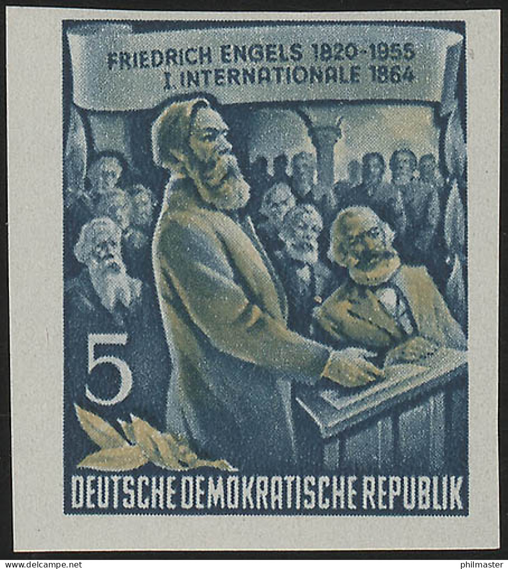 485B YII Friedrich Engels 5 Pf Wz.2 YII, UNGEZÄHNT, ** - Unused Stamps