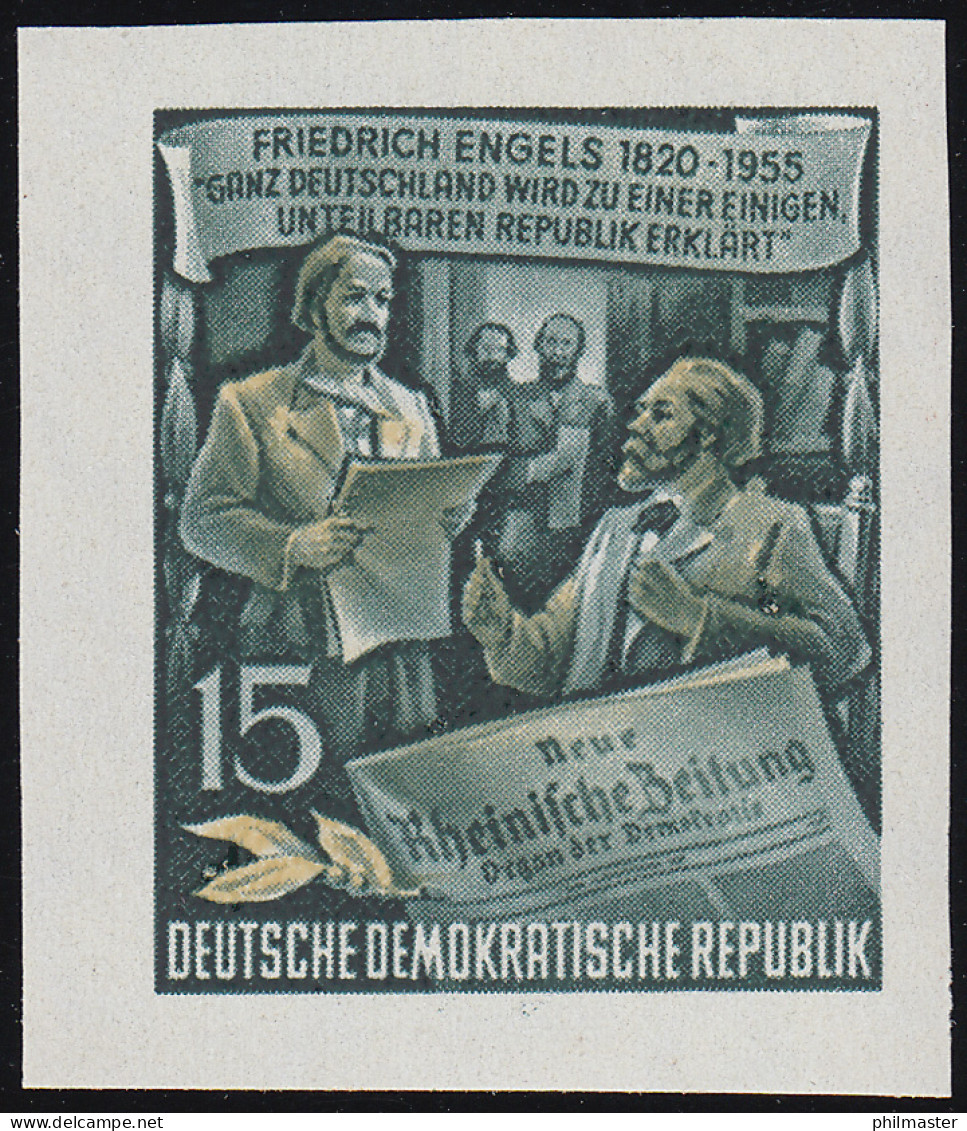 487B YII Friedrich Engels 15 Pf Wz.2 YII, UNGEZÄHNT, ** - Unused Stamps