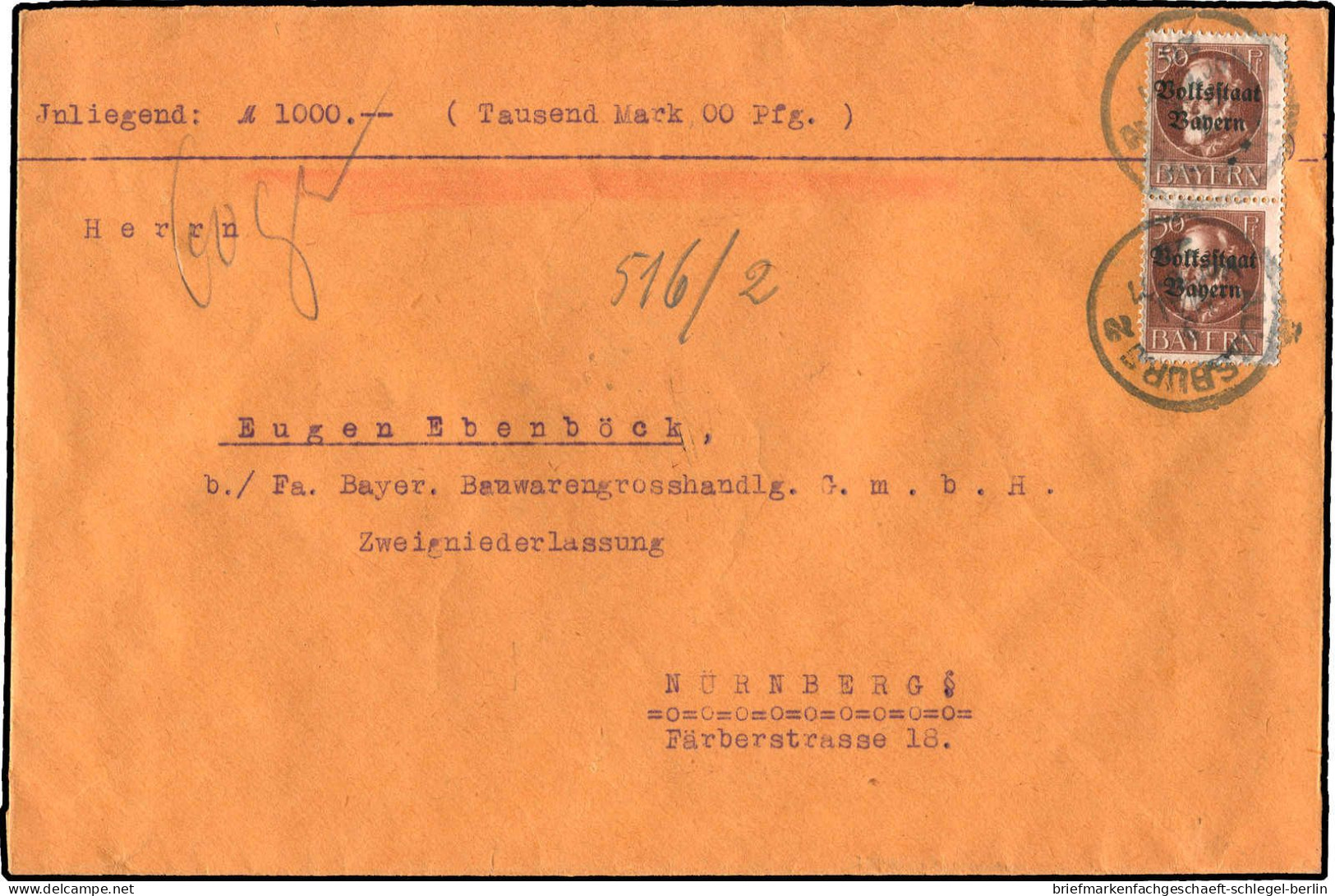 Altdeutschland Bayern, 1920, 125, Brief - Entiers Postaux