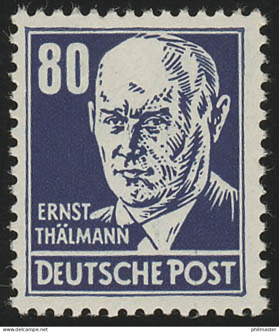 339va XI Ernst Thälmann 80 Pf Blau Wz.2 XI ** Geprüft - Neufs