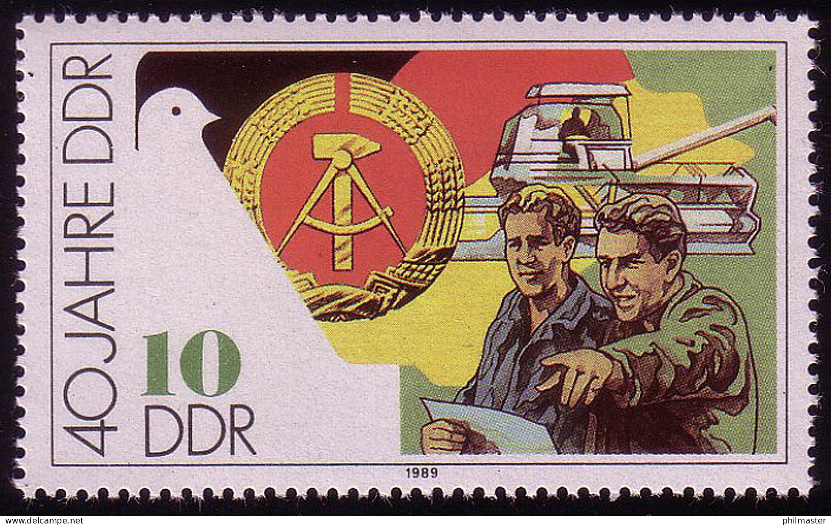3280 DDR 10 Pf 1989 Genossenschaftsbauer Und Mähdrescher ** - Ongebruikt
