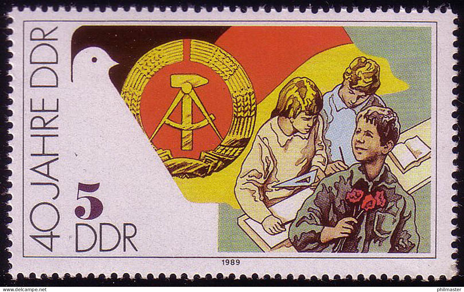 3279 DDR 5 Pf 1989 Lernende Jugend ** - Unused Stamps