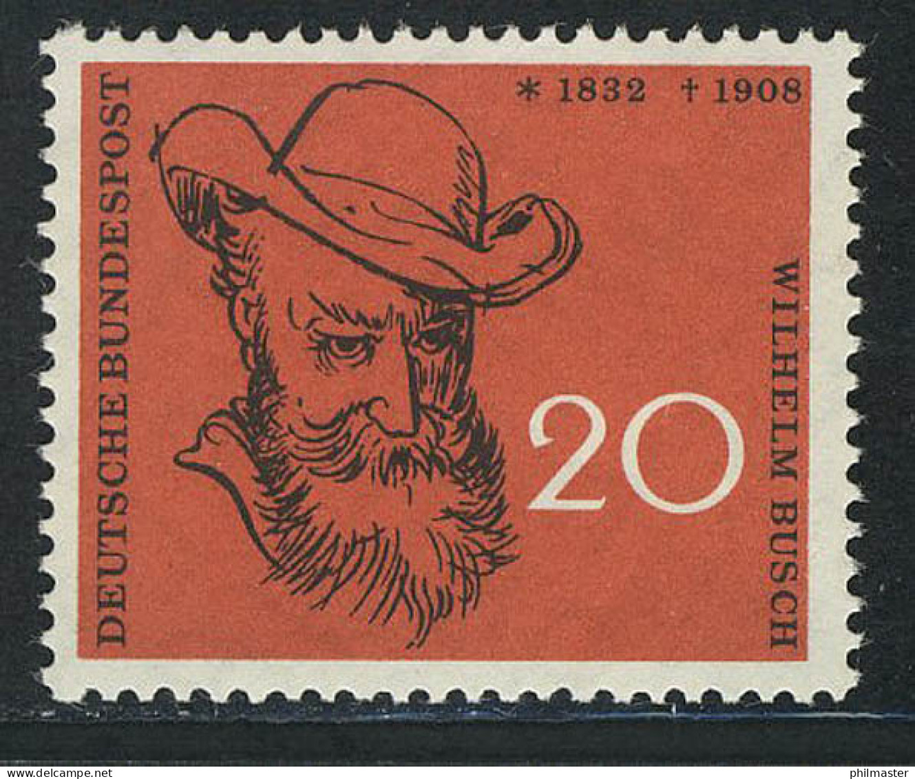 282 Wilhelm Busch 20 Pf ** Postfrisch - Unused Stamps
