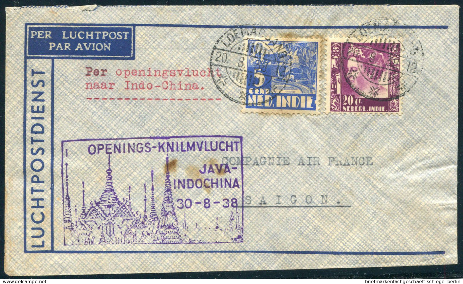 Niederländisch-Indien, 1938, 210,216, Brief - Indes Néerlandaises