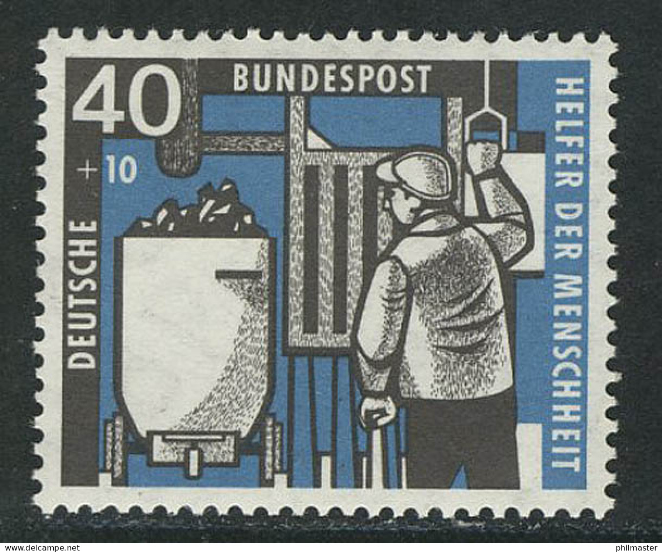 273 Kohlebergbau 40+10 Pf Förderschacht ** Postfrisch - Unused Stamps