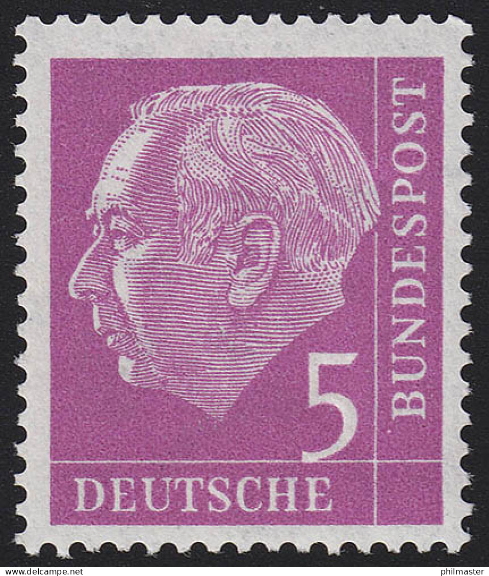 179x Wv Heuss 5 Pf Geriffelte Gummierung ** Postfrisch - Unused Stamps