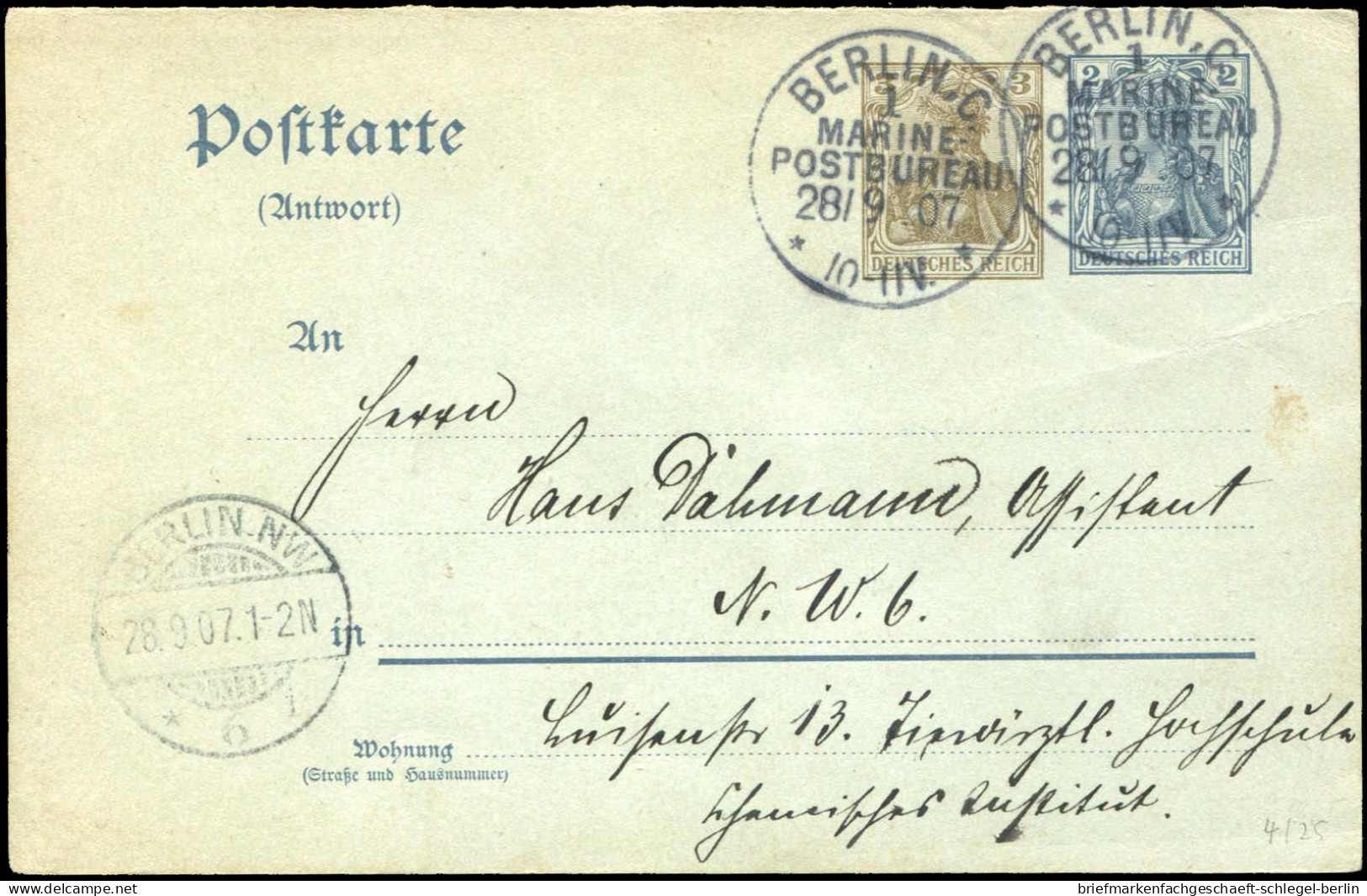 Berliner Postgeschichte, 1907, P 71yA, Brief - Briefe U. Dokumente