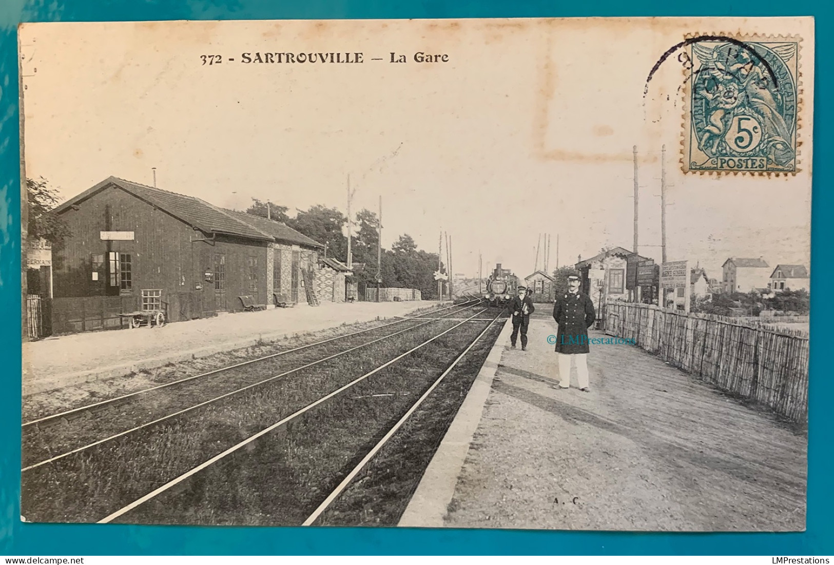 CPA Animée Gare Sartrouville Seine Oise Ouest France Locomotive Train Chemin Fer Compagnie Cie Cheminot Cheminots Vapeur - Sartrouville