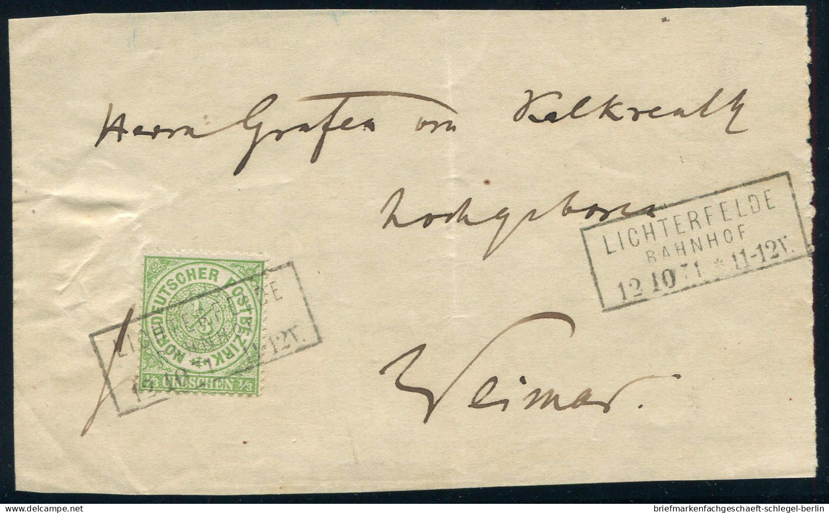Berliner Postgeschichte, 1871, Briefstück - Sonstige & Ohne Zuordnung
