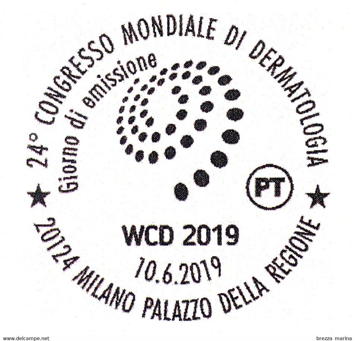 ITALIA - Usato - 2019 - 24° Congresso Mondiale Di Dermatologia - Logo - B - 2011-20: Usados