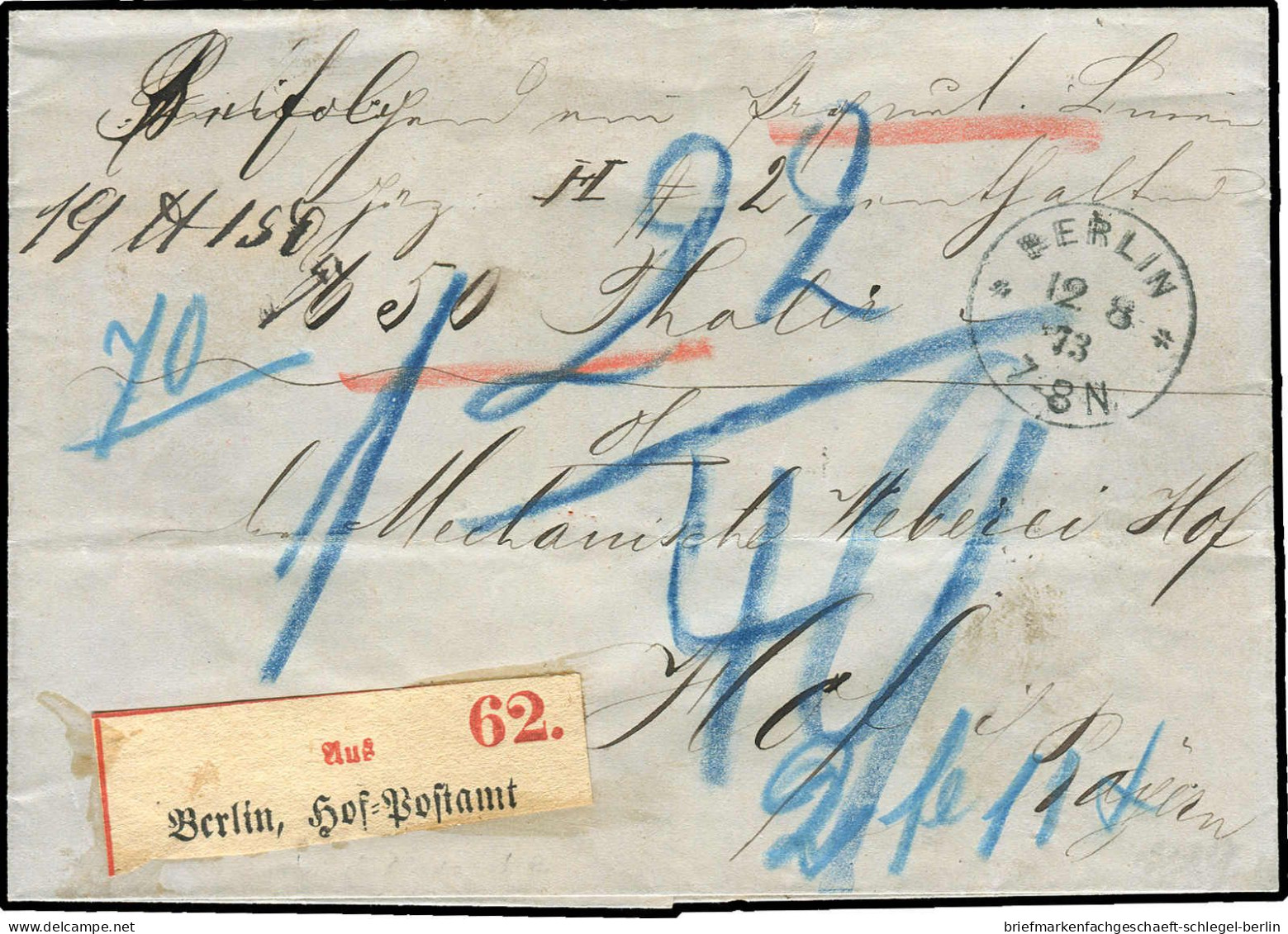 Berliner Postgeschichte, 1873, Brief - Storia Postale