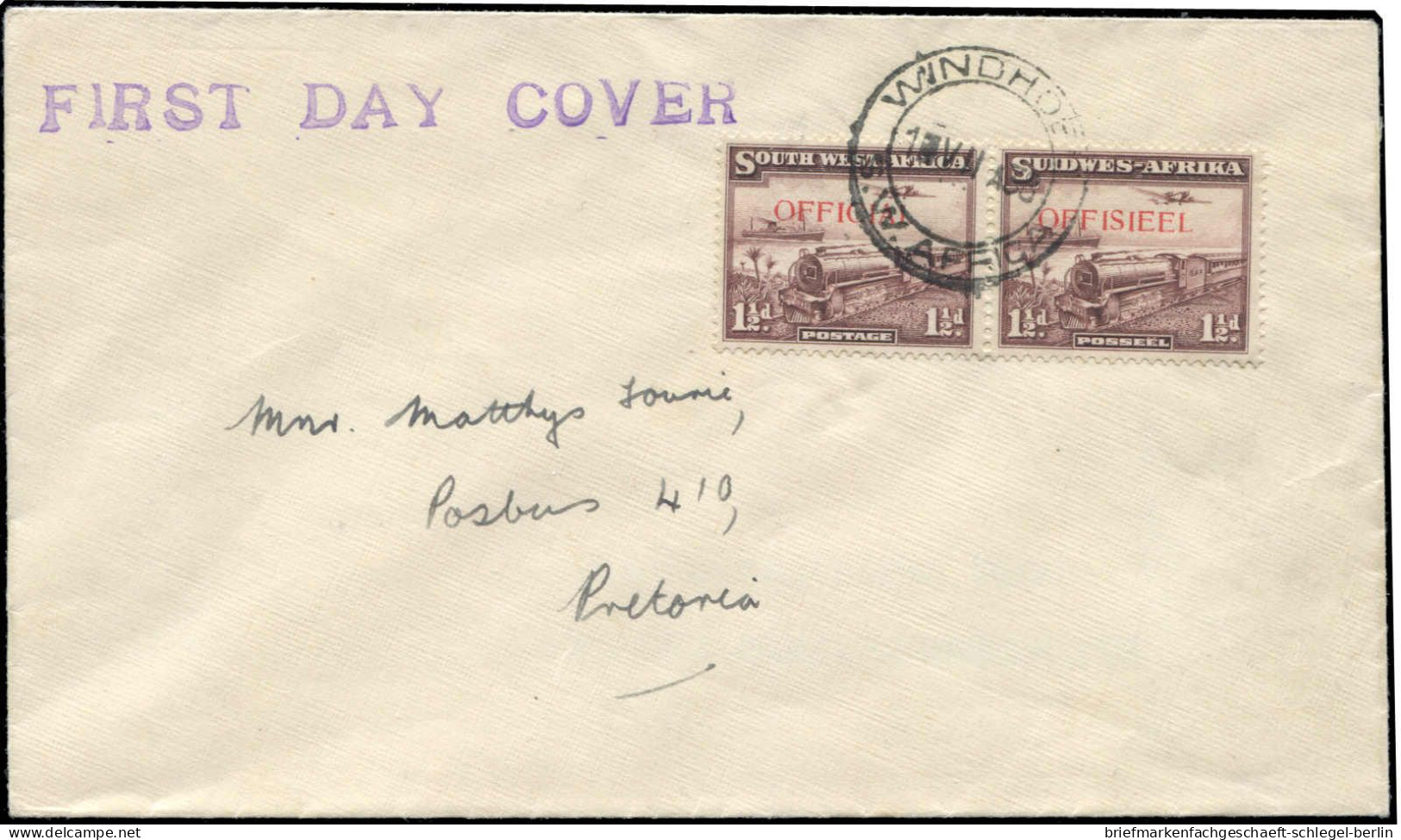 Südwestafrika, 1938, D 33/34, FDC - Otros - África