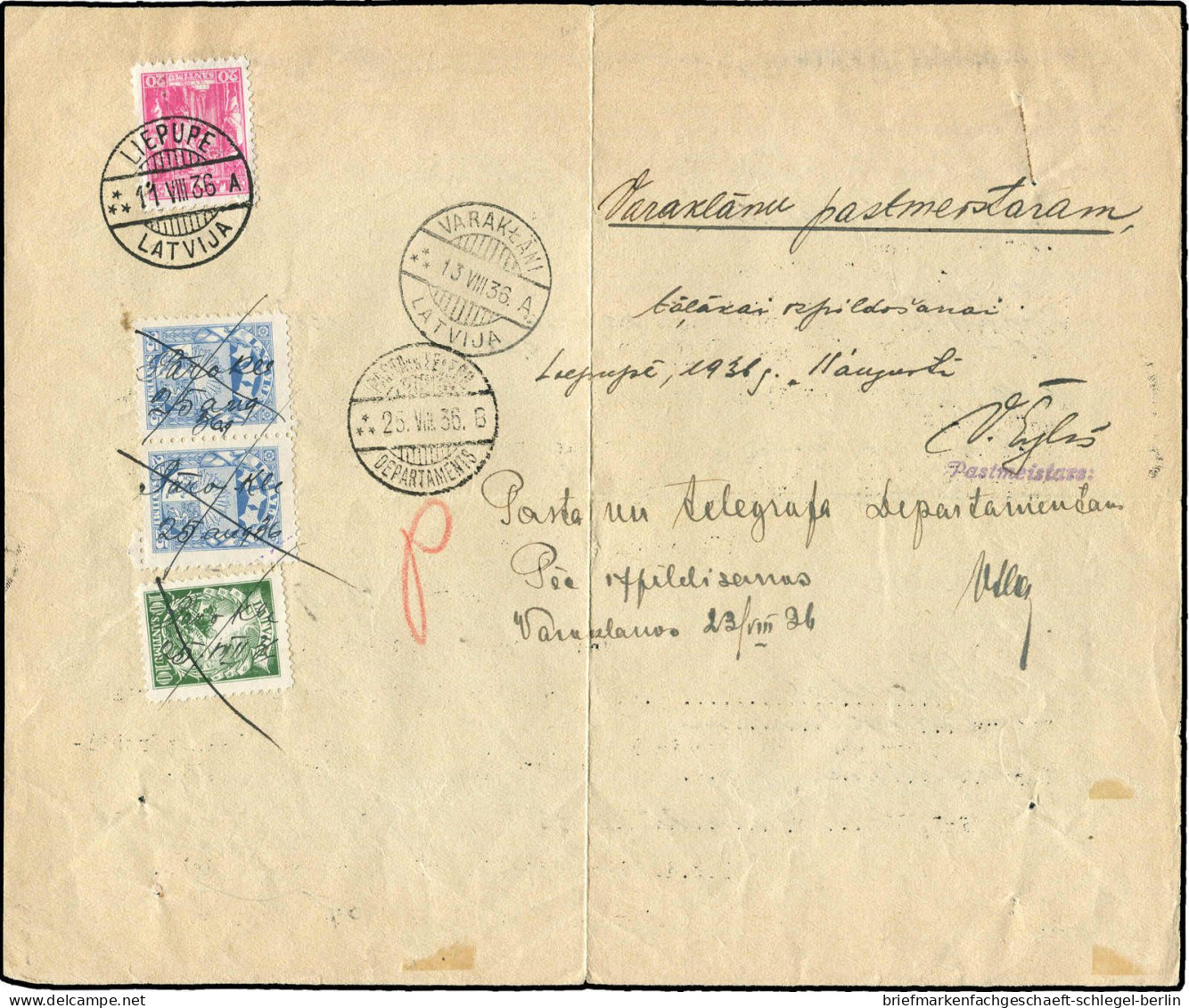 Lettland, 1936, 105, 234/35, Brief - Letonia