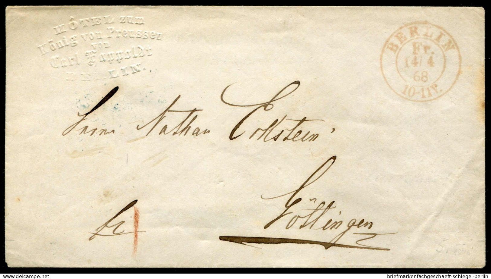 Berliner Postgeschichte, 1868, Brief - Sonstige & Ohne Zuordnung