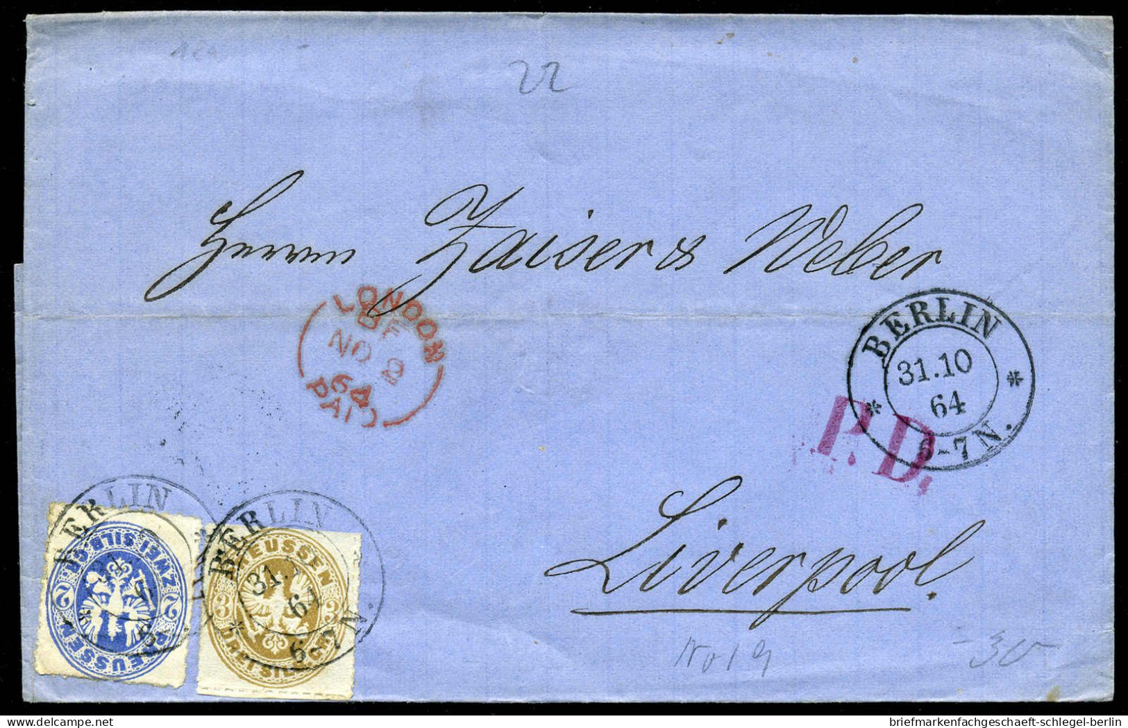 Berliner Postgeschichte, 1864, 17a,18a, Brief - Other & Unclassified