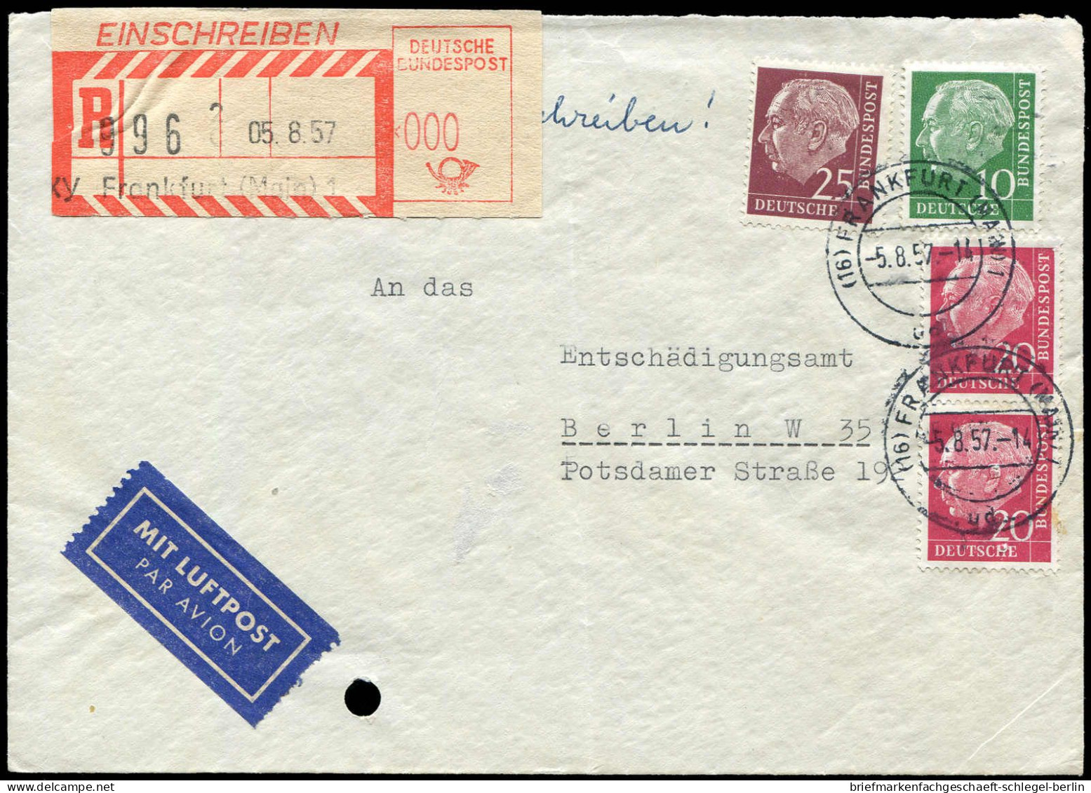 Bundesrepublik Deutschland, 1957, 183,185(2),186, Brief - Autres & Non Classés